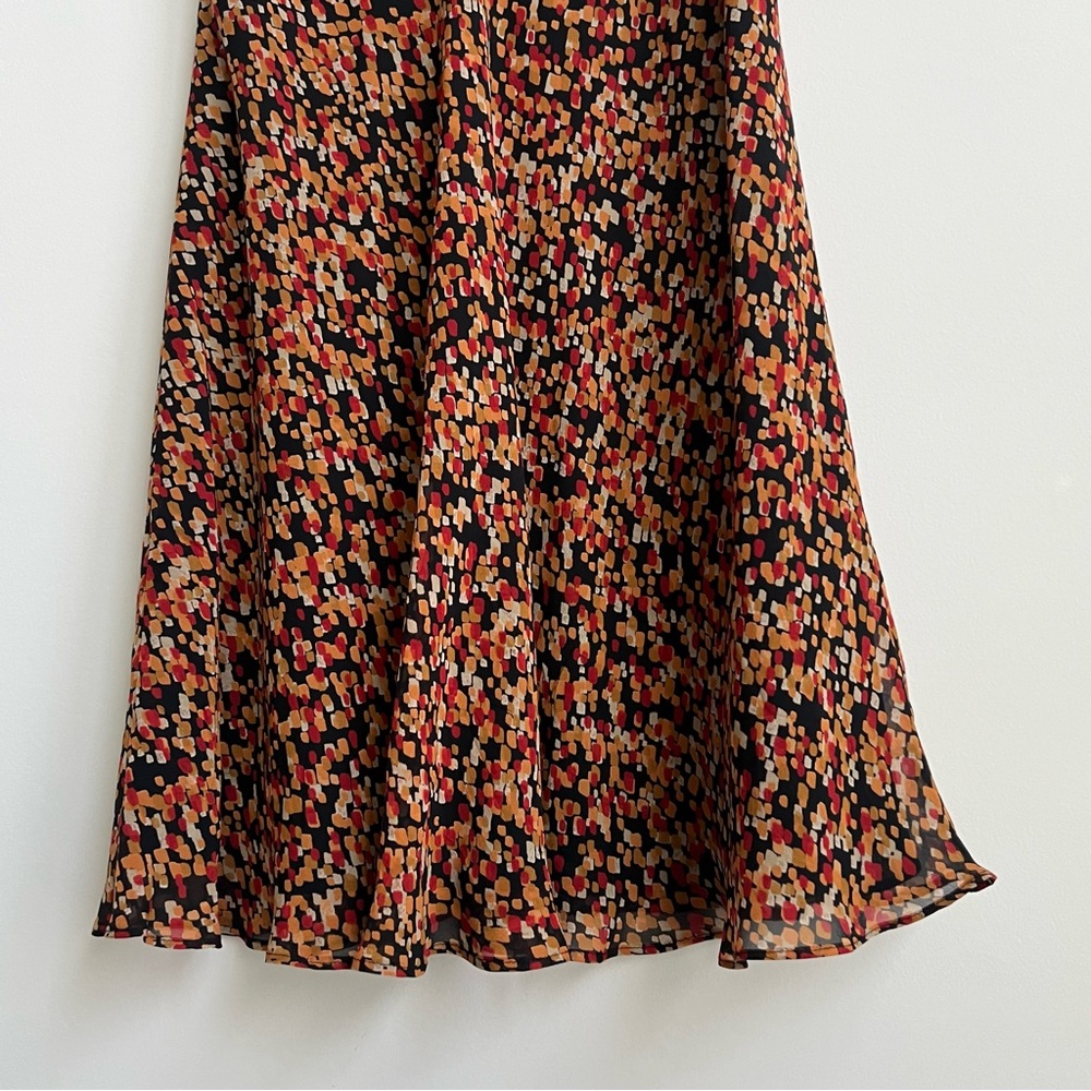 LES COPAINS Made In Italy 100% Silk Midi Skirt Geometric Retro Hipster Fall 44 - Picture 8 of 12